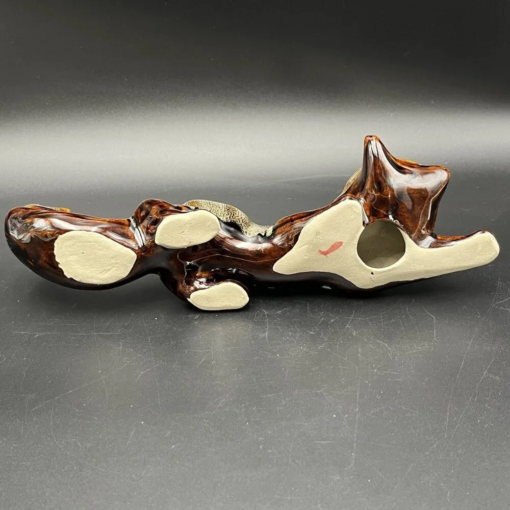 Vintage Art Pottery Fox Figurine Brown Drip Glaze Handcrafted Ceramic Sculpture - Picture 10 of 12